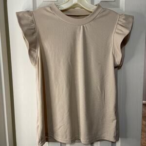 Shein Ribbed Pink Ruffled sleeve Top size Large